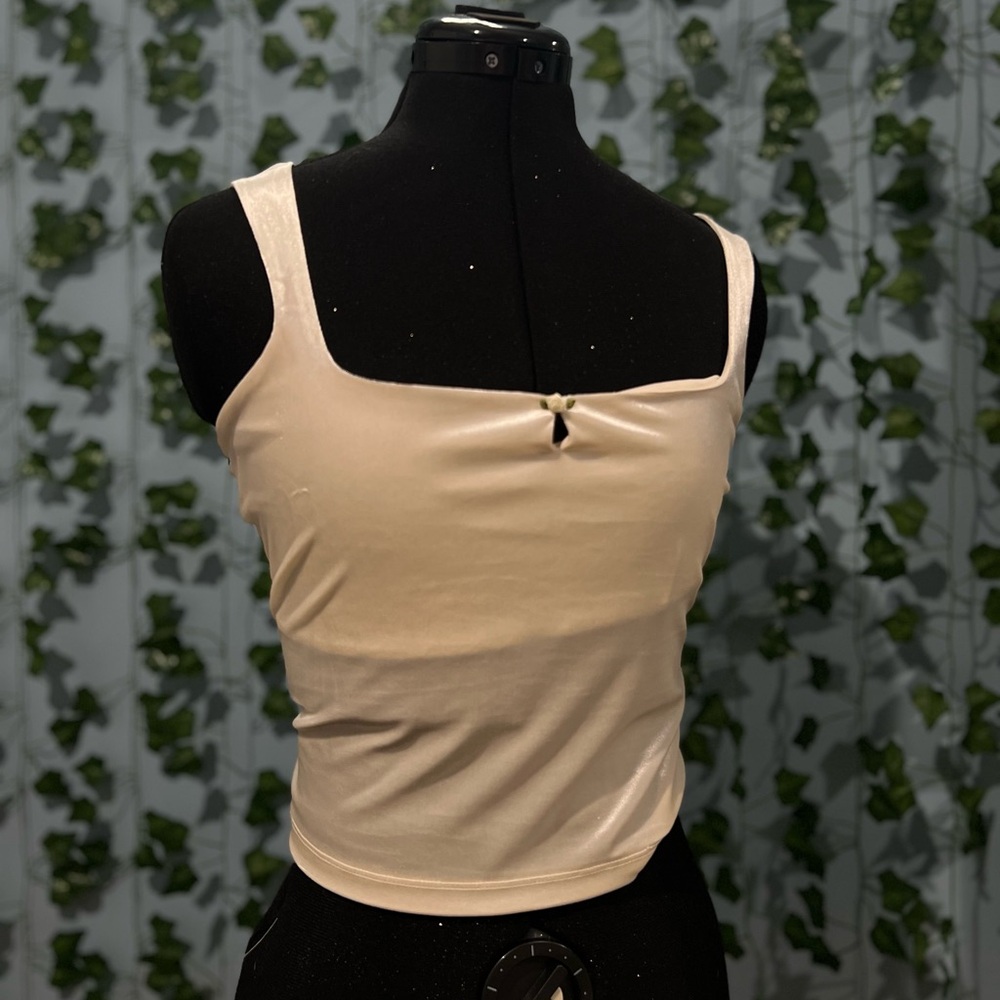 Beige simple velvet crop top